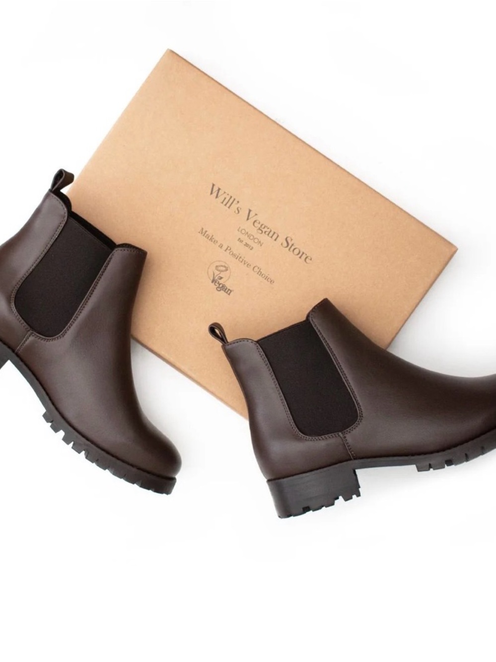 Will’s Vegan Luxe Deep Tread Chelsea Boots- Dark Brown